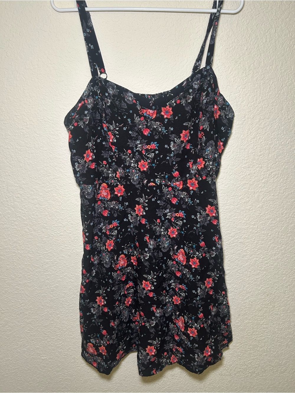 Torrid Black Floral Dress Midi Cami Tank Red Blue Accents Summer Fall Casual 2X - Picture 2 of 7